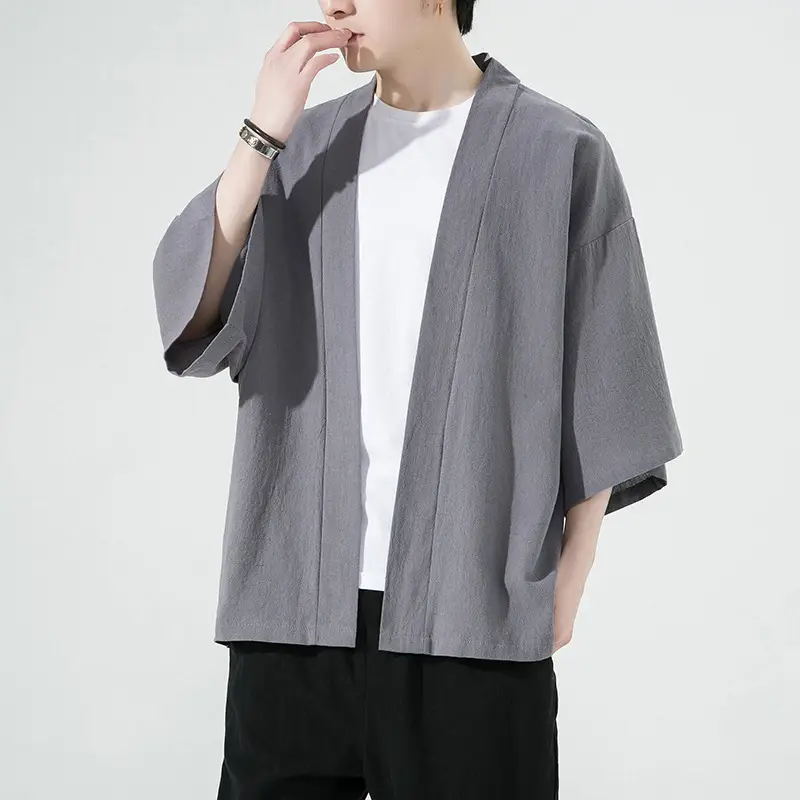 2023 Men Grey Chinese Style Cardigan Large — feature 28