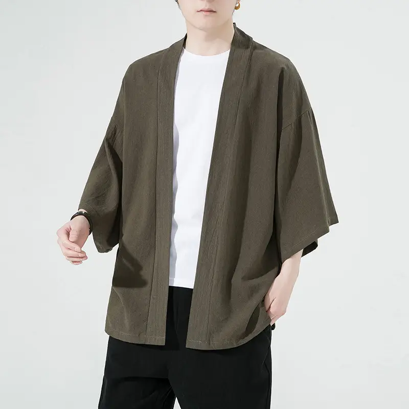 2023 Men Grey Chinese Style Cardigan Large - Image 4