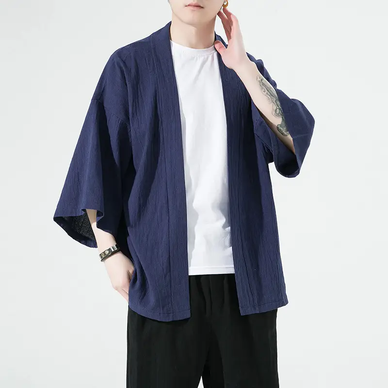 2023 Men Grey Chinese Style Cardigan Large - Image 5