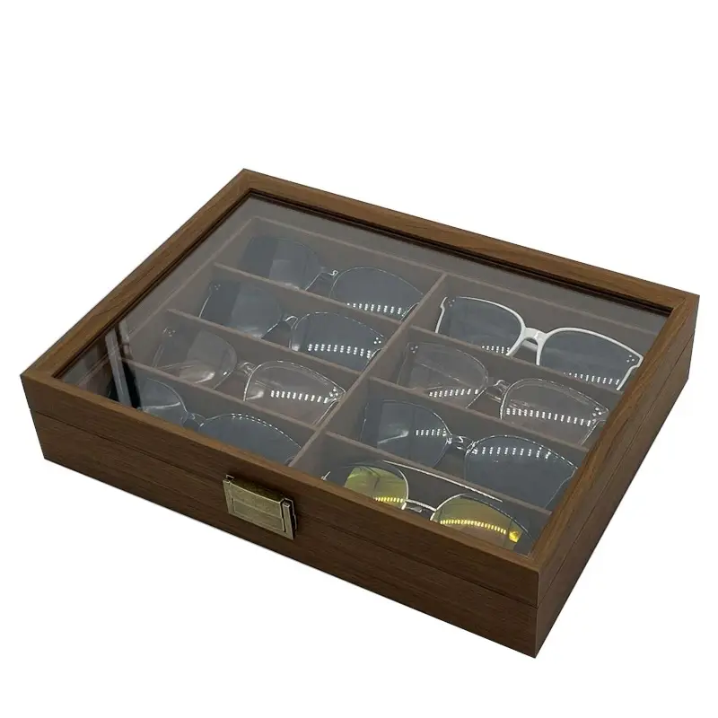 Black Walnut 8-Digit Glasses Storage Box