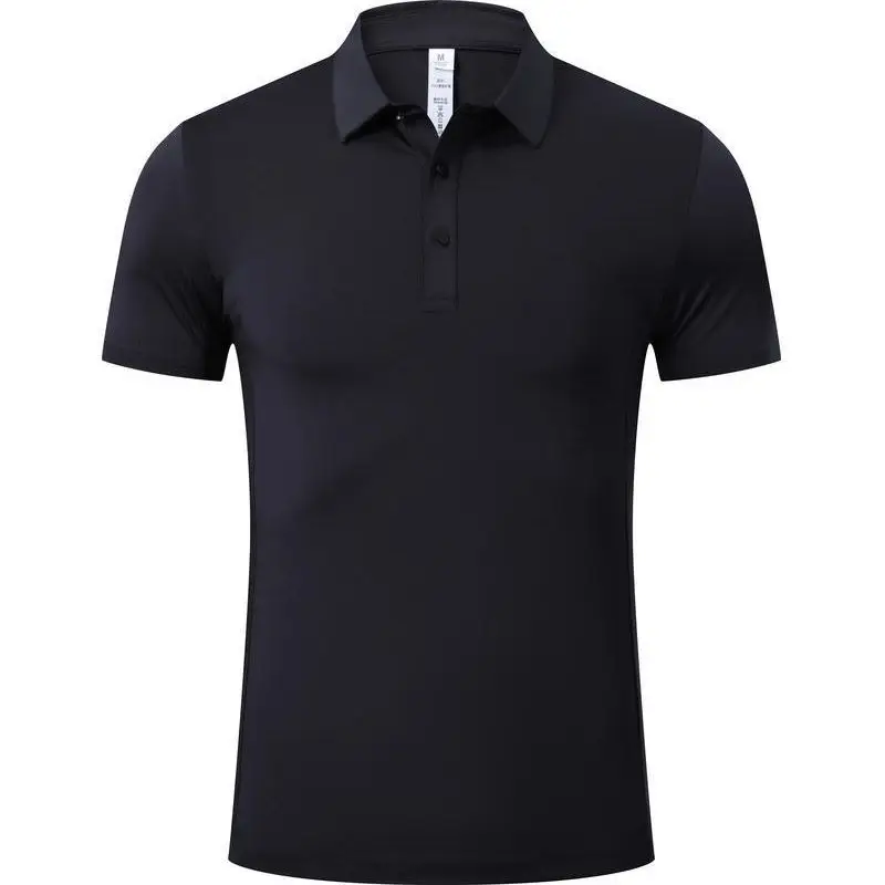 Men's Black Polo Shirt Large Size Summer Ice Silk Traceless - Image 2