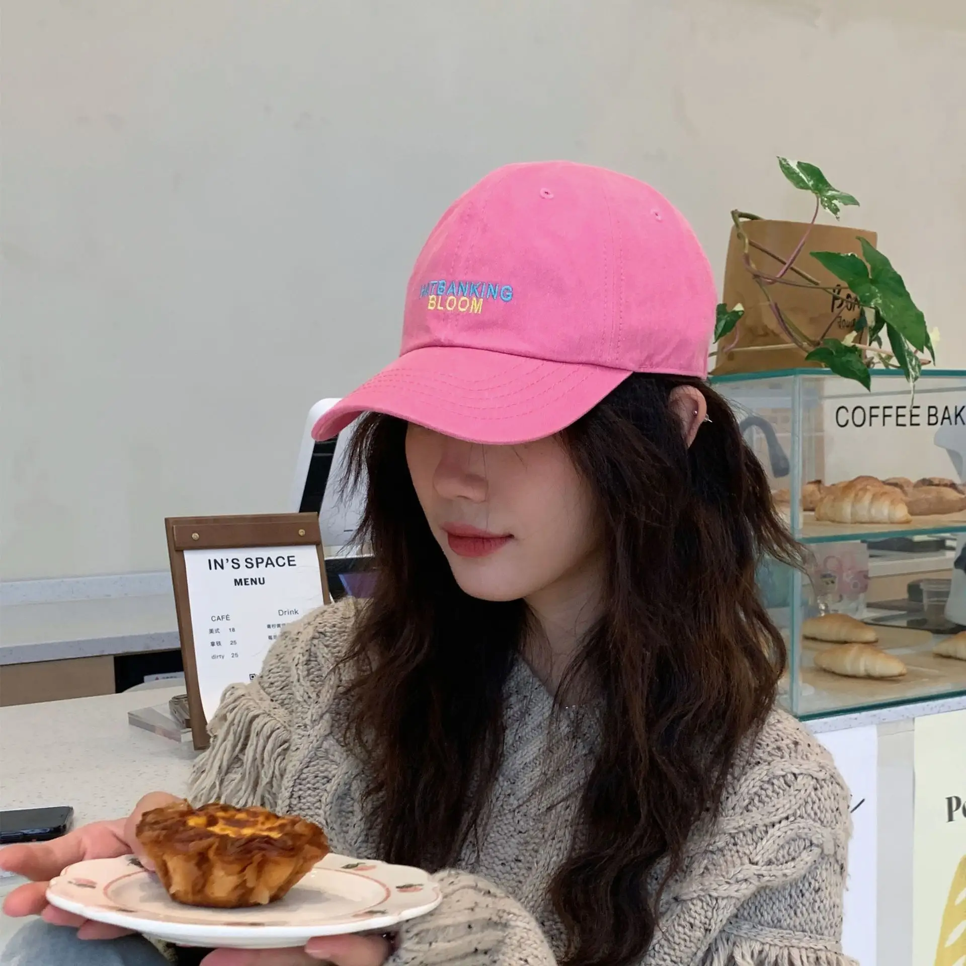 Pink Korean Style Baseball Cap with New Letter Embroidery - Image 6