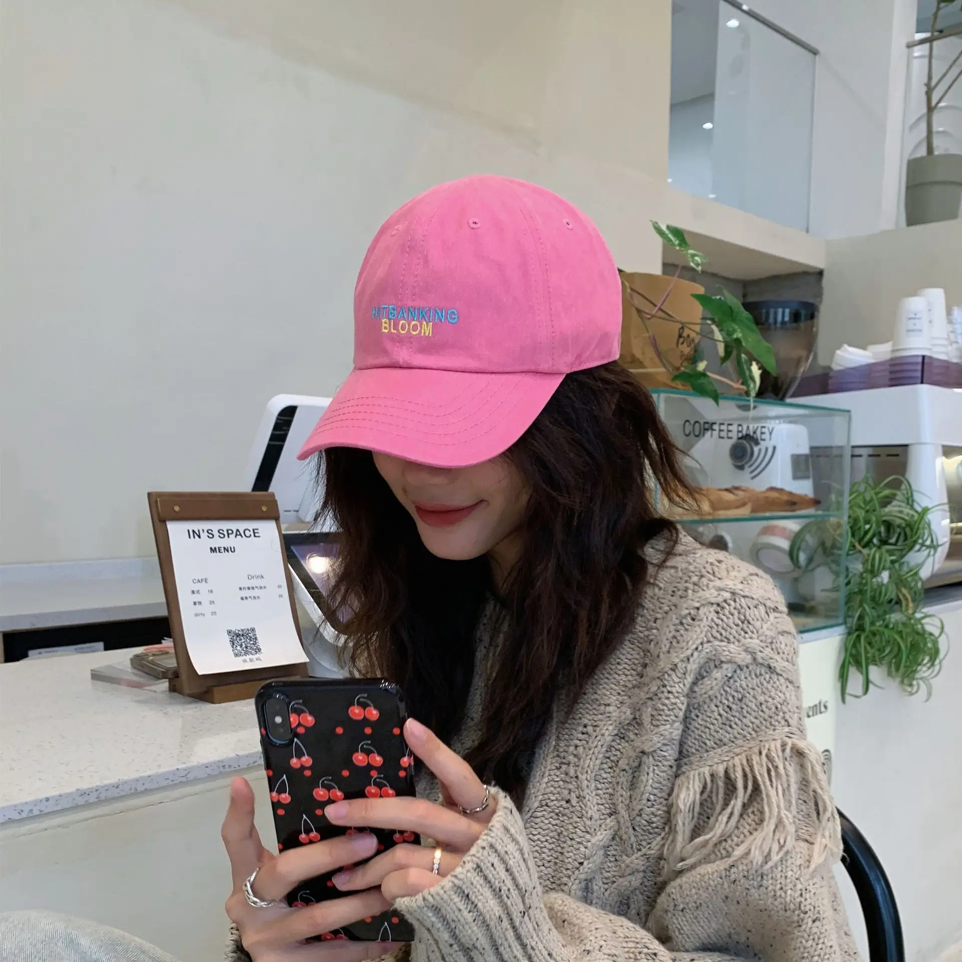 Pink Korean Style Baseball Cap with New Letter Embroidery - Image 8