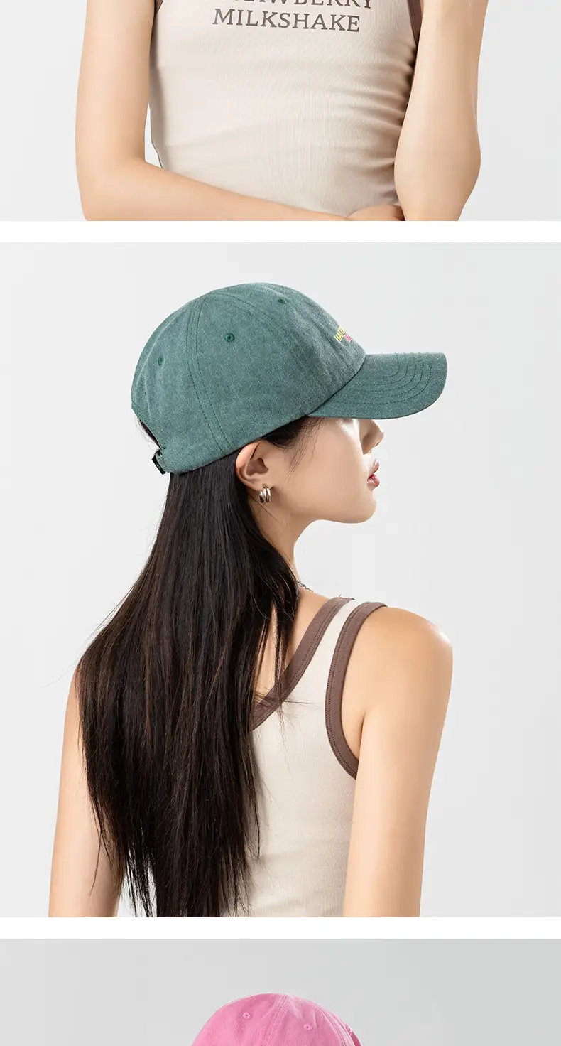 Pink Korean Style Baseball Cap with New Letter Embroidery — feature 6
