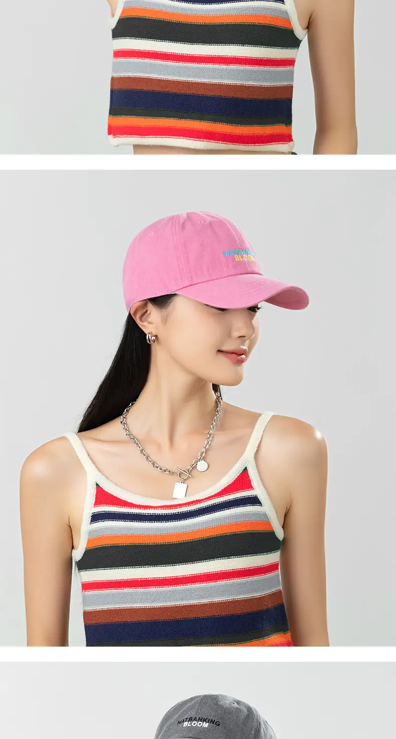 Pink Korean Style Baseball Cap with New Letter Embroidery — feature 8