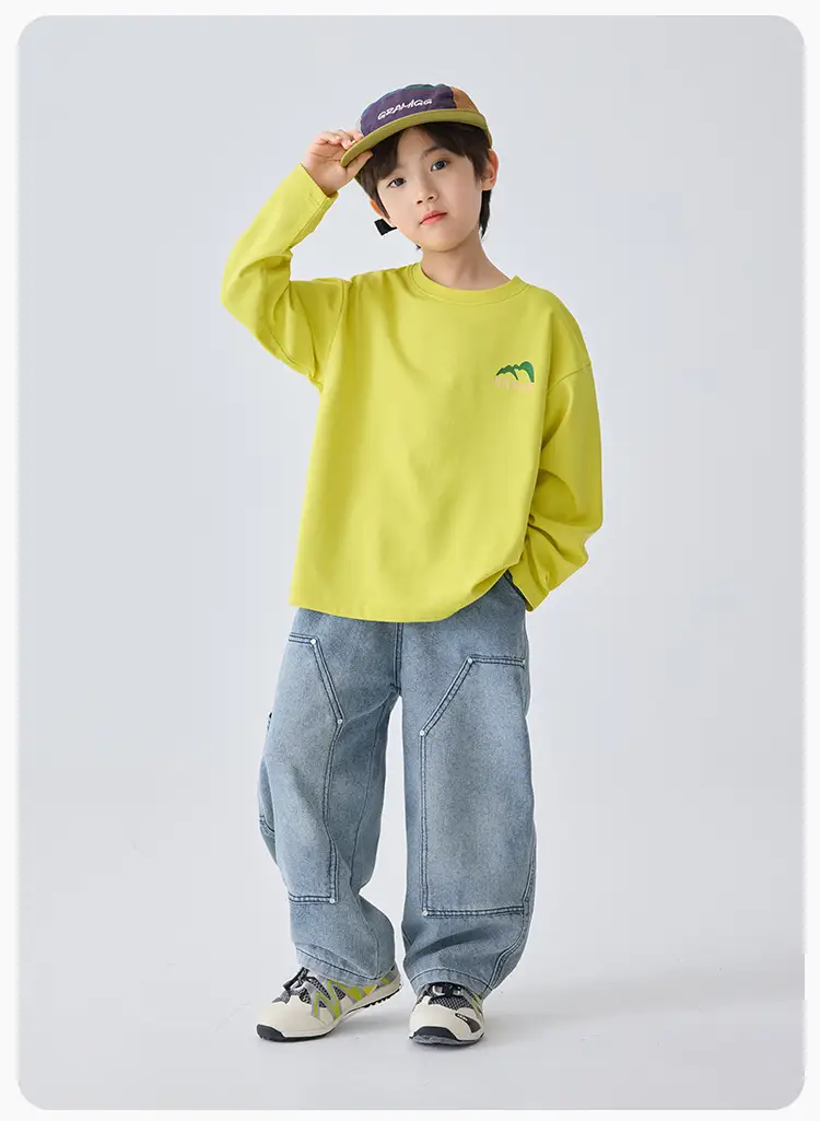 Haima Boys Yellow Long Sleeve T-Shirt 2026 Spring 180g — feature 11