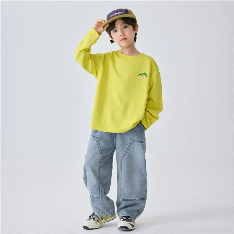 Haima Boys Yellow Long Sleeve T-Shirt 2026 Spring 180g - Image 3