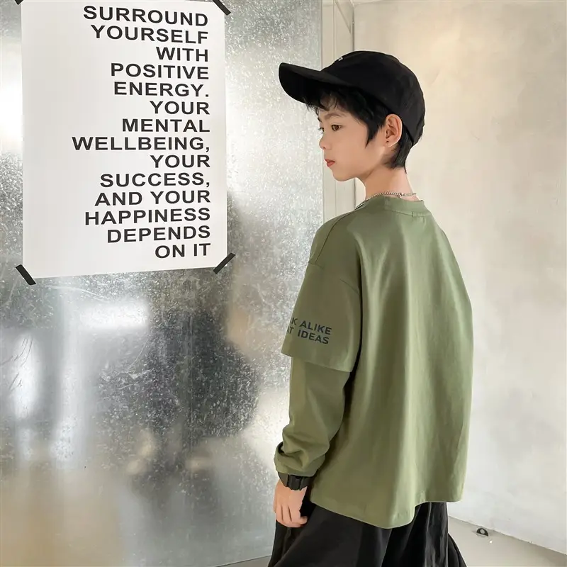 Kids Korean Style Long Sleeve T-Shirt Black 2026 Spring Autumn - Image 5