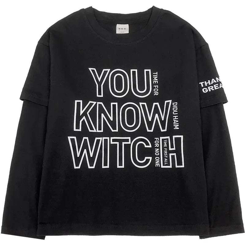 Kids Korean Style Long Sleeve T-Shirt Black 2026 Spring Autumn - Image 7