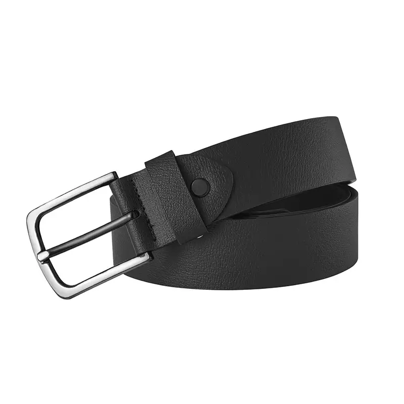 Men's Black Genuine Leather Belt Retro Style - Image 6
