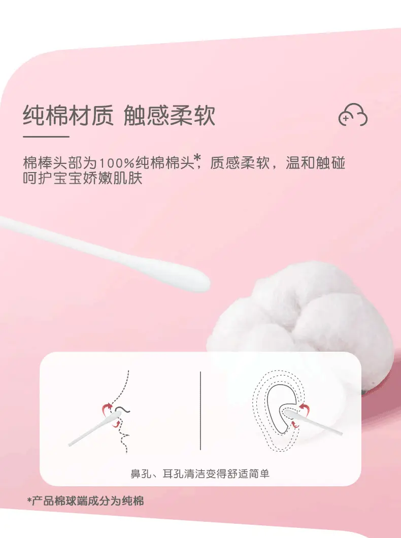 Pigeon Baby Cotton Ear Swabs 400pcs — feature 4