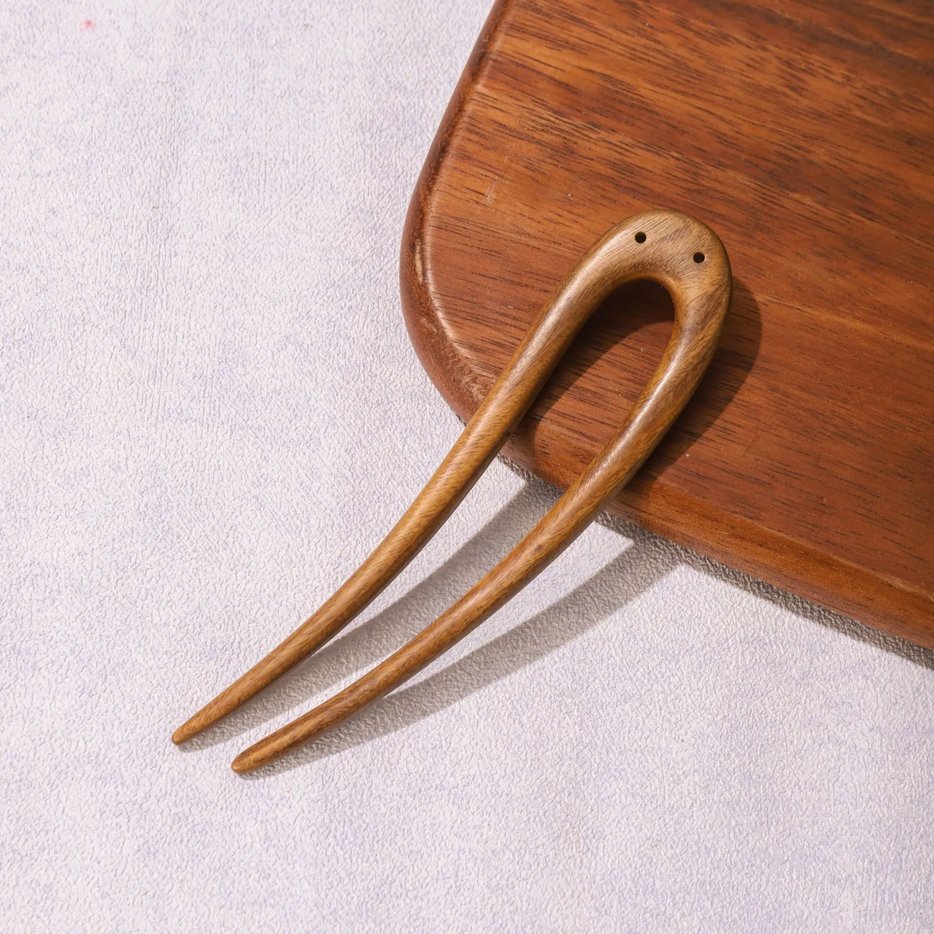 Handmade Sandalwood U-Shaped Hairpin Plate - Image 10
