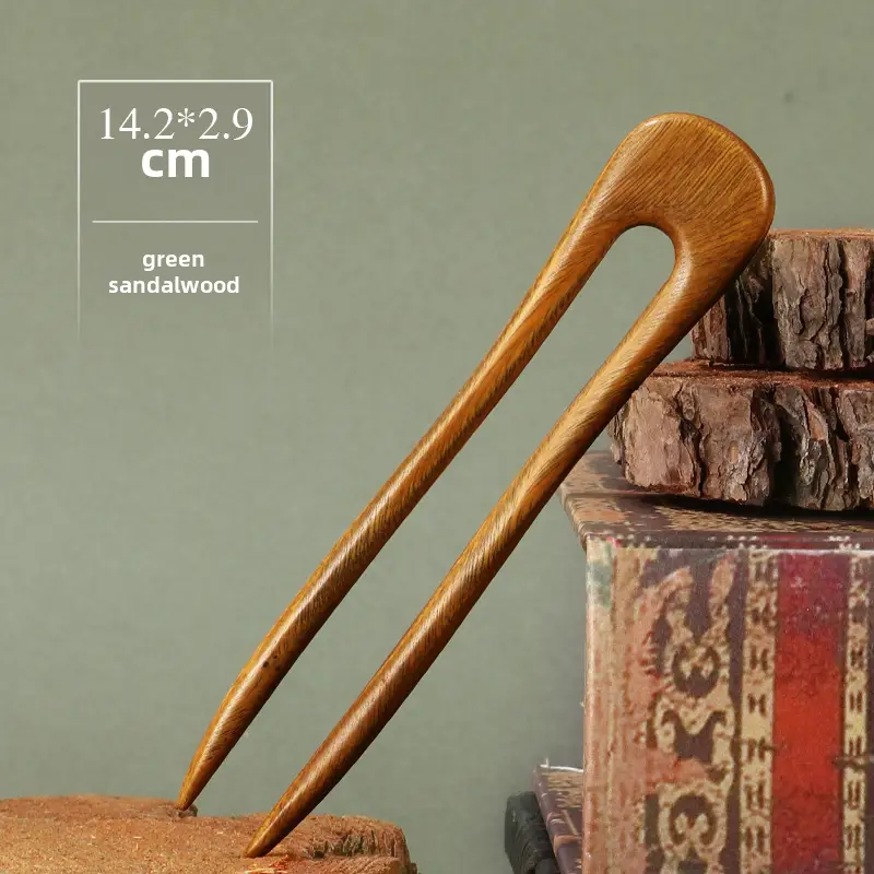Handmade Sandalwood U-Shaped Hairpin Plate - Image 5