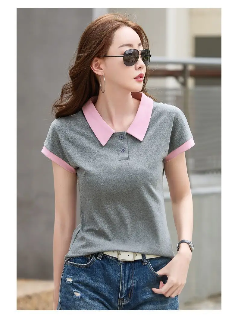 Women Cotton Polo Collar T-Shirt Summer New Style — feature 11