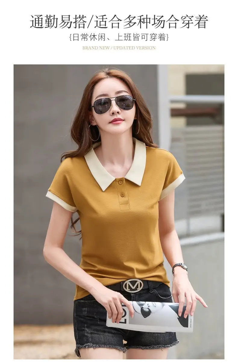 Women Cotton Polo Collar T-Shirt Summer New Style — feature 16