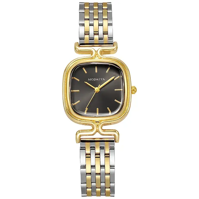 Women's Square Watch with Leather Strap & Gold Plated Dial - Image 16