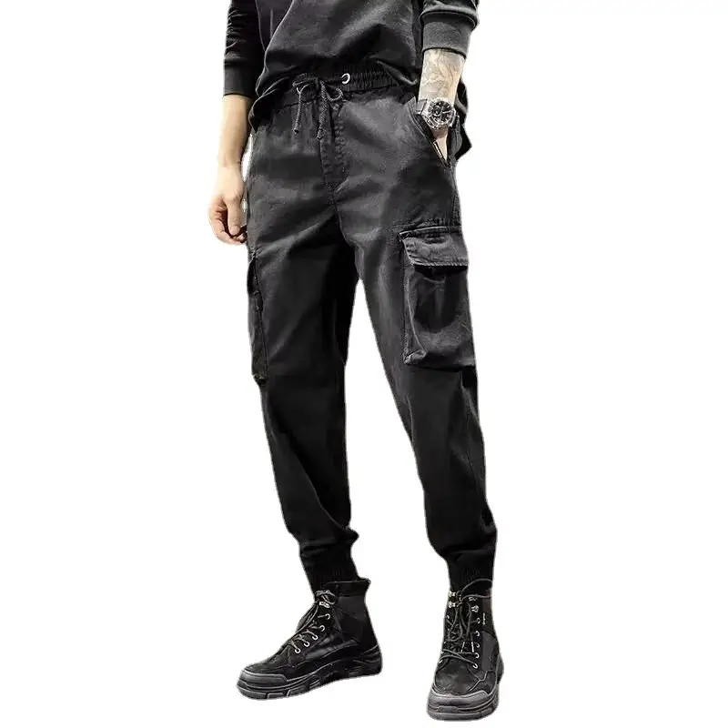 Men Black Tactical Ankle-Tied Pants with Thick Additive - Image 11