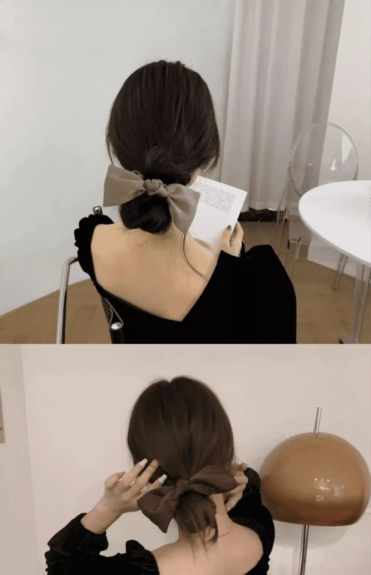 Summer Black Bow Satin Hair Ring for Women — feature 10