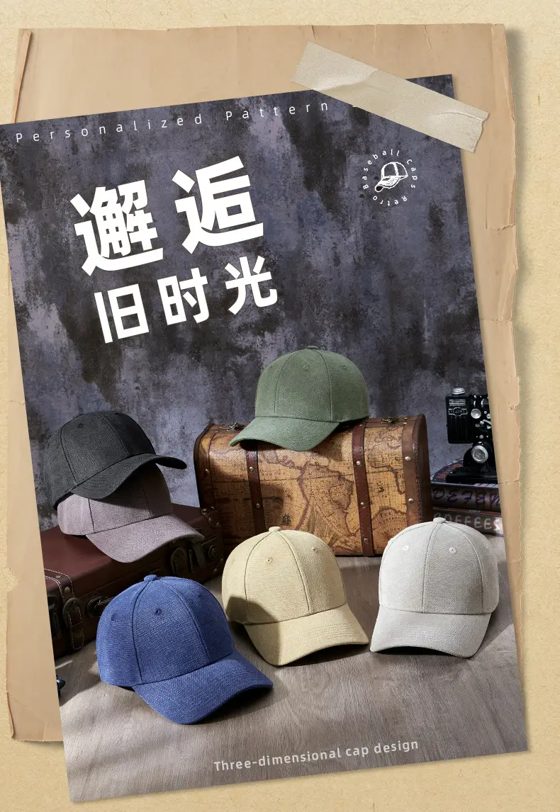 Men Blue Cotton Cap 2025 Spring Middle Age — feature 2