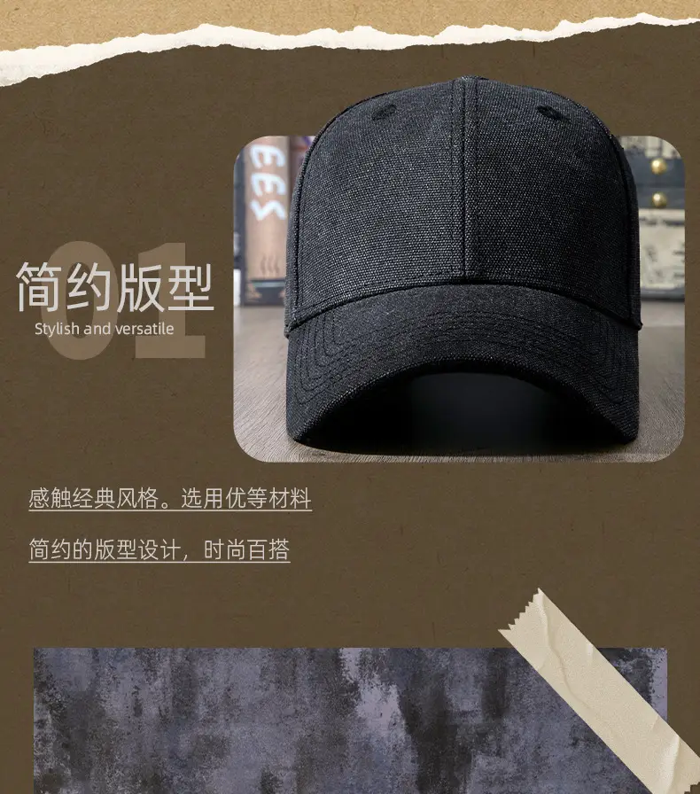 Men Blue Cotton Cap 2025 Spring Middle Age — feature 4