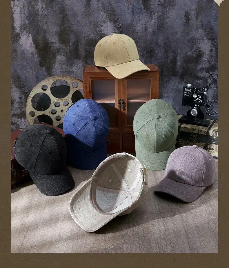 Men Blue Cotton Cap 2025 Spring Middle Age — feature 5