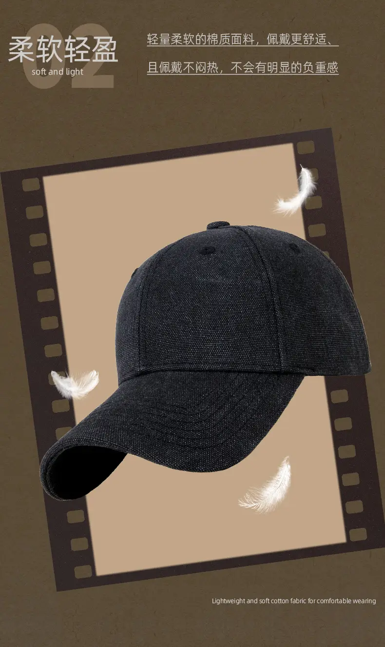 Men Blue Cotton Cap 2025 Spring Middle Age — feature 6