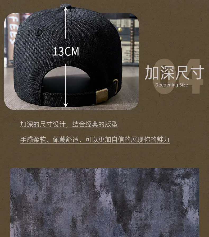 Men Blue Cotton Cap 2025 Spring Middle Age — feature 9