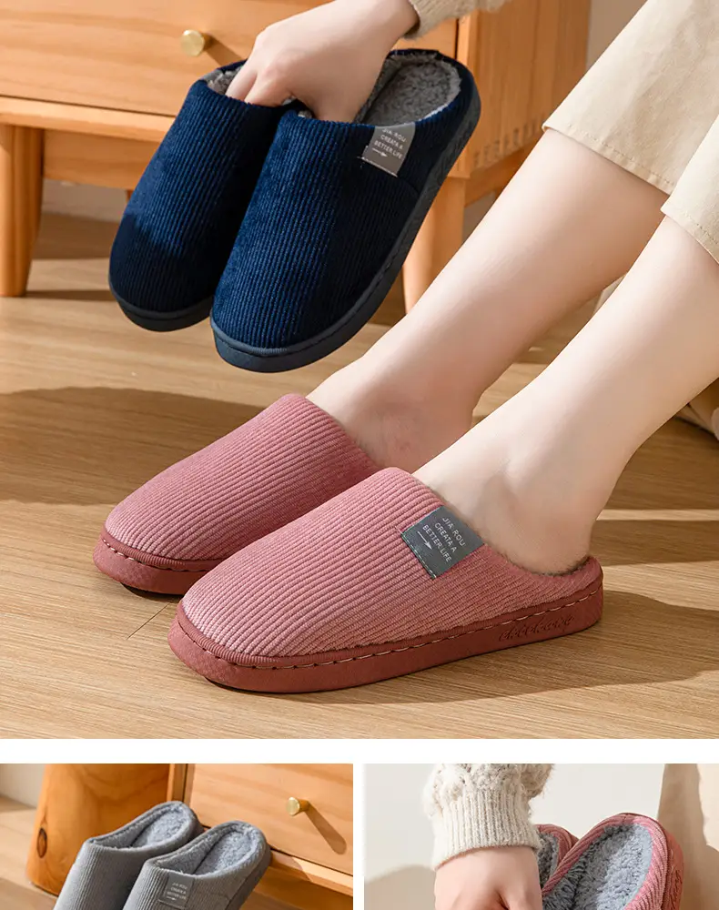 Autumn and Winter Cotton Slippers for Women and Couples, Home Leisure Indoor Thick-Soled Non-Slip Plush Slippers for Men — feature 13