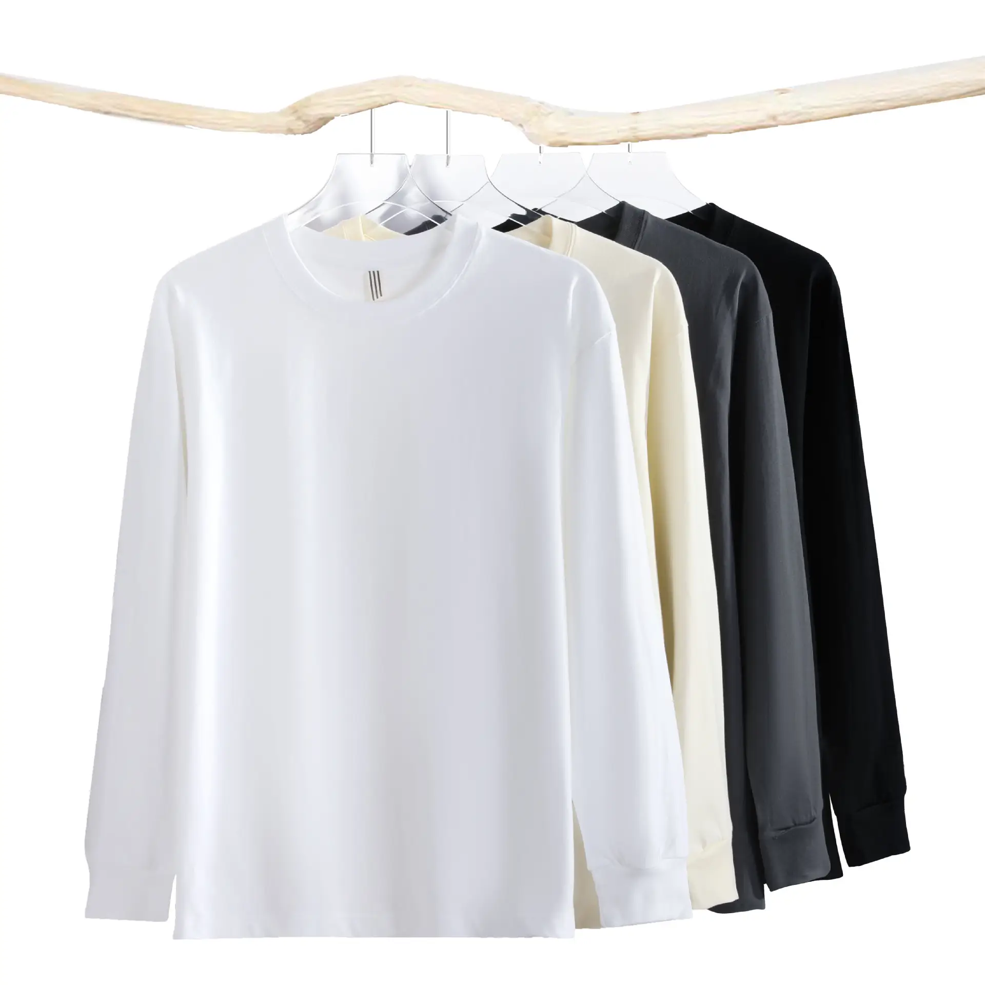 Men's Long Sleeve White T-Shirt 230g - Image 6