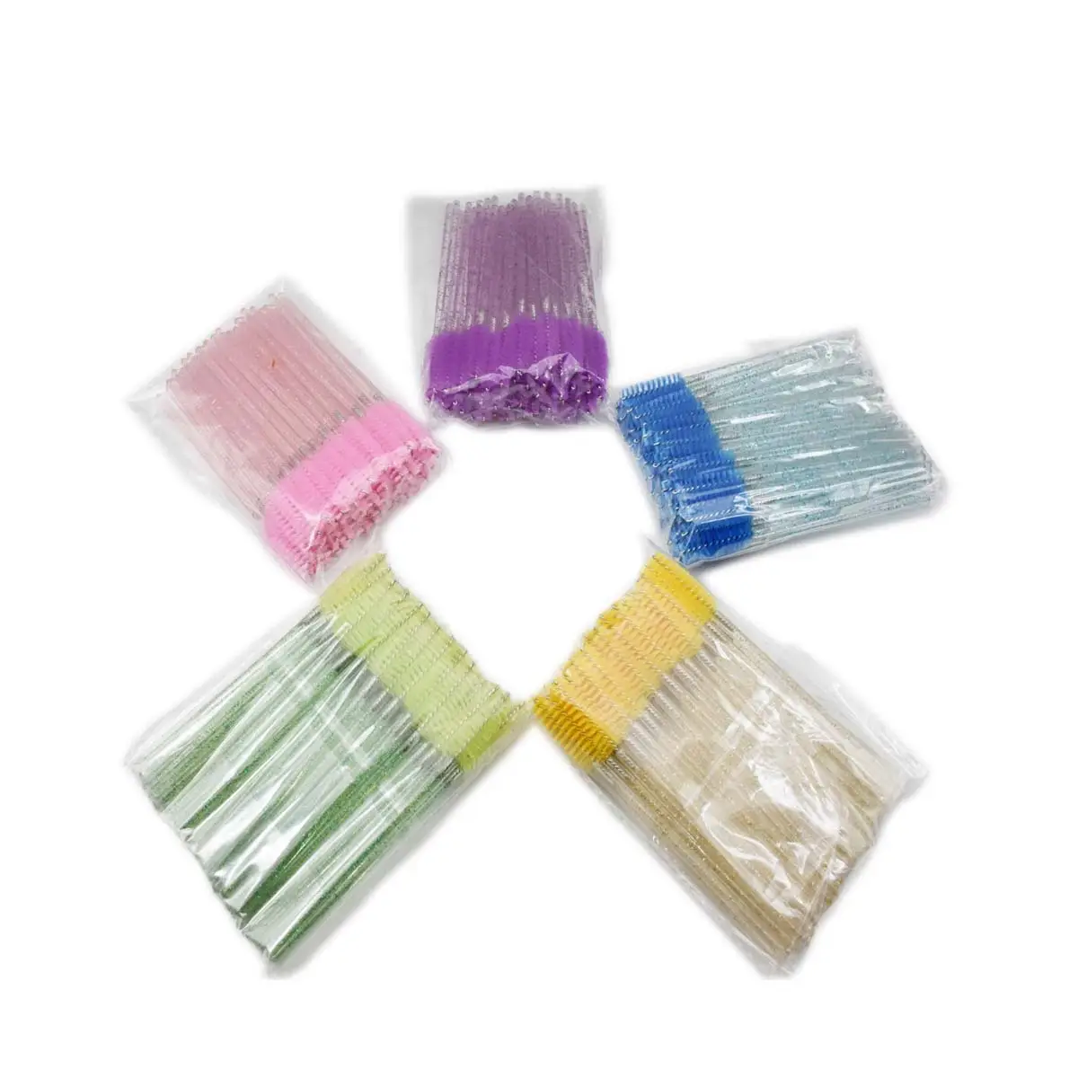Disposable Crystal Rod Eyelash Brush Set of 6 Colors
