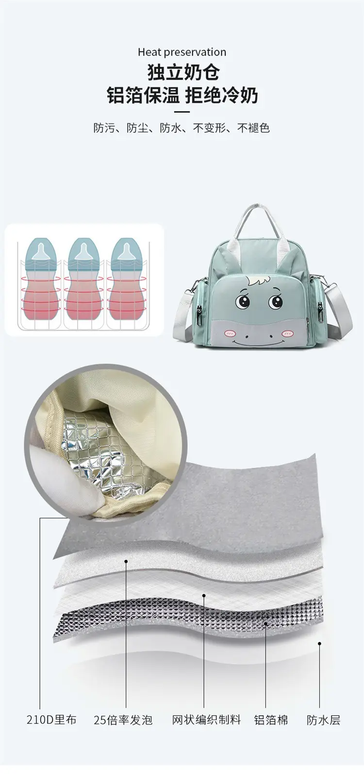 Cute Mint Baby Bottle Handbag Crossbody — feature 5