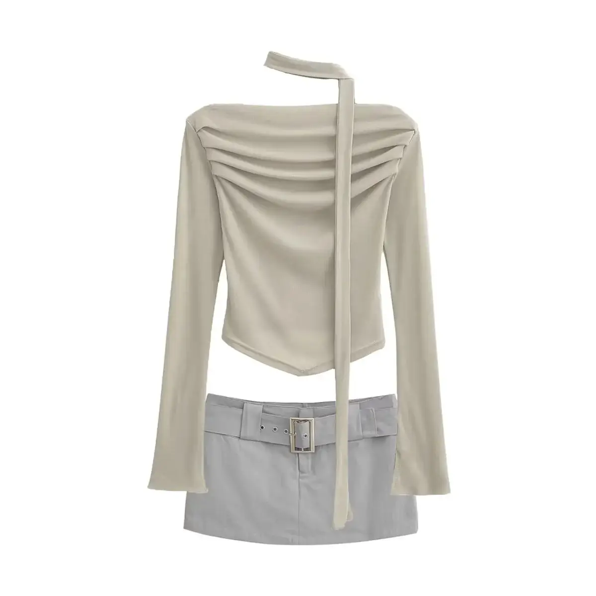 Early Autumn Long Sleeve T-Shirt with Waist Tie Back & Anti-Walking Skirt - Image 5