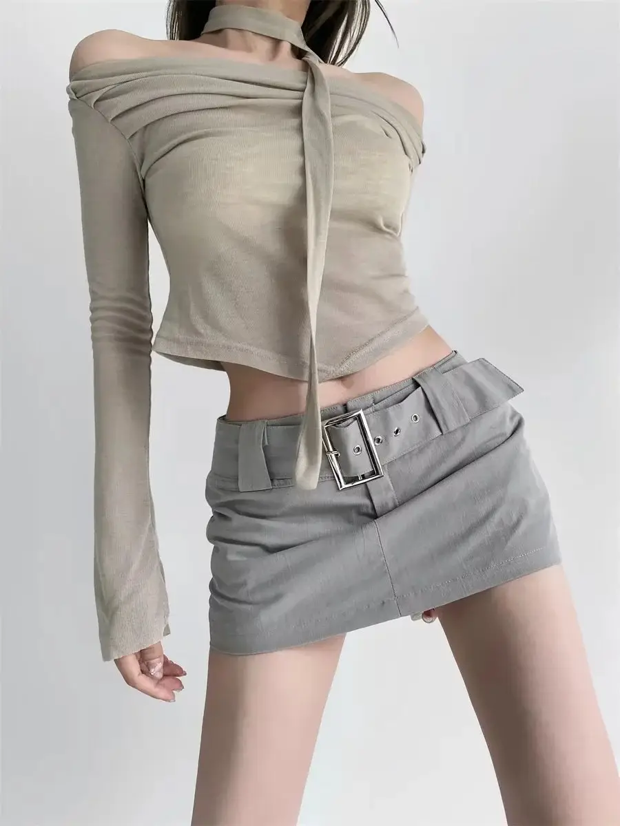 Early Autumn Long Sleeve T-Shirt with Waist Tie Back & Anti-Walking Skirt — feature 4
