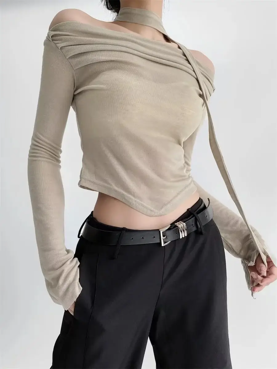 Early Autumn Long Sleeve T-Shirt with Waist Tie Back & Anti-Walking Skirt — feature 8