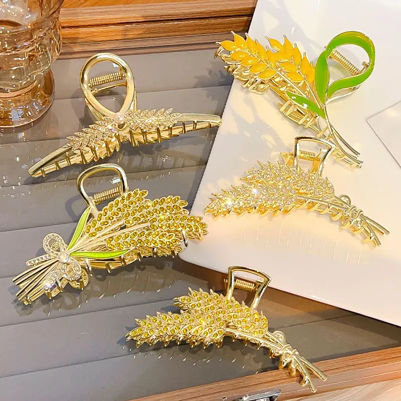 Gold Wheat Ear Hairpin Clip for Women
