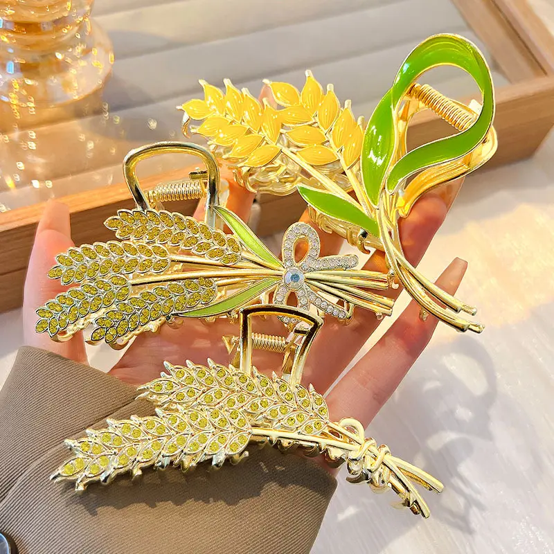 Gold Wheat Ear Hairpin Clip for Women