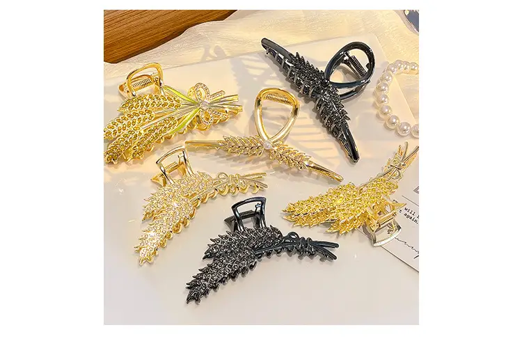 Gold Wheat Ear Hairpin Clip for Women — feature 1