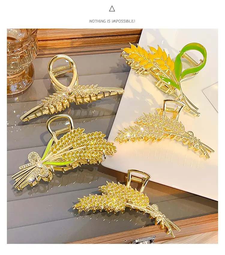Gold Wheat Ear Hairpin Clip for Women — feature 5