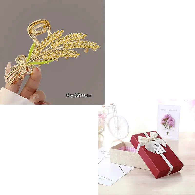 Gold Wheat Ear Hairpin Clip for Women