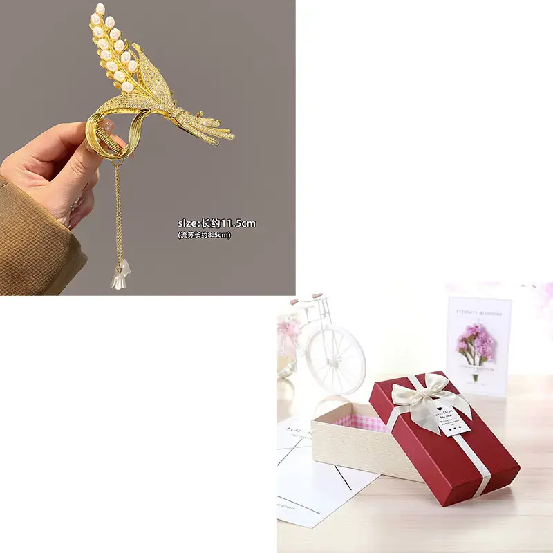Gold Wheat Ear Hairpin Clip for Women