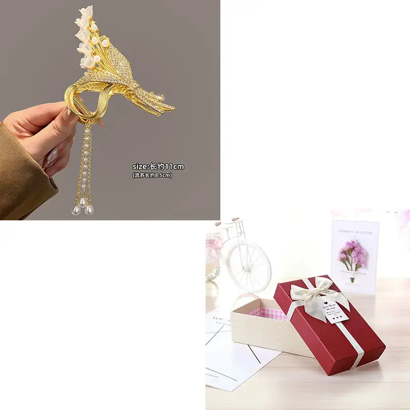 Gold Wheat Ear Hairpin Clip for Women