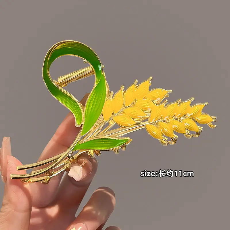 Gold Wheat Ear Hairpin Clip for Women