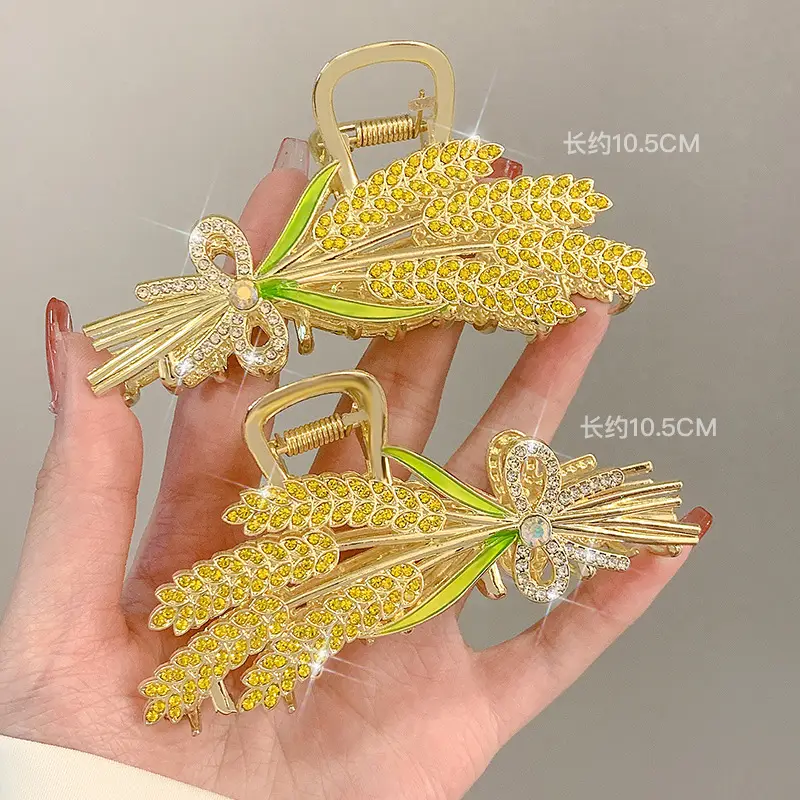 Gold Wheat Ear Hairpin Clip for Women