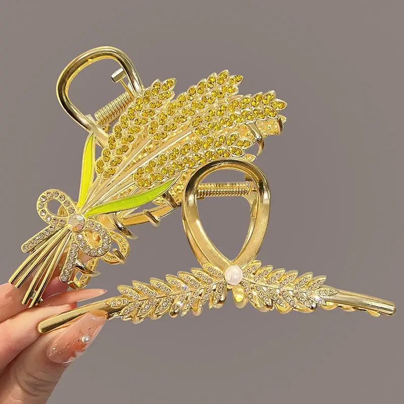 Gold Wheat Ear Hairpin Clip for Women