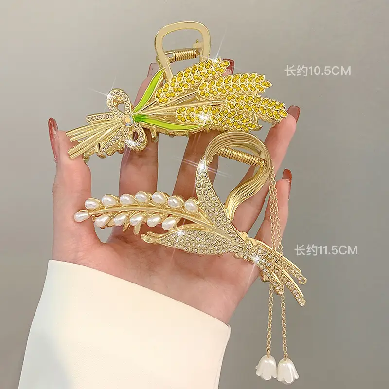 Gold Wheat Ear Hairpin Clip for Women