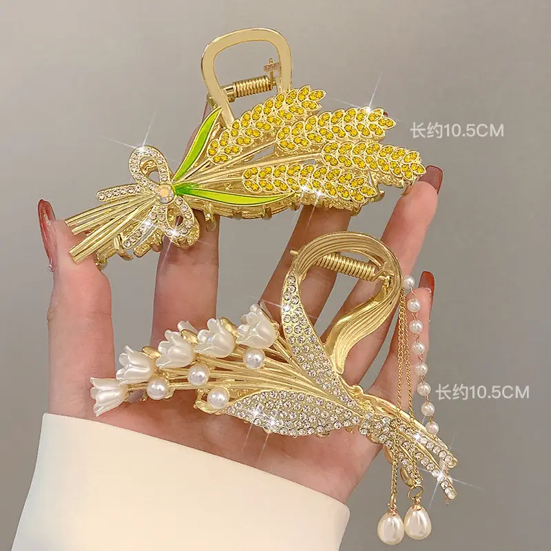 Gold Wheat Ear Hairpin Clip for Women