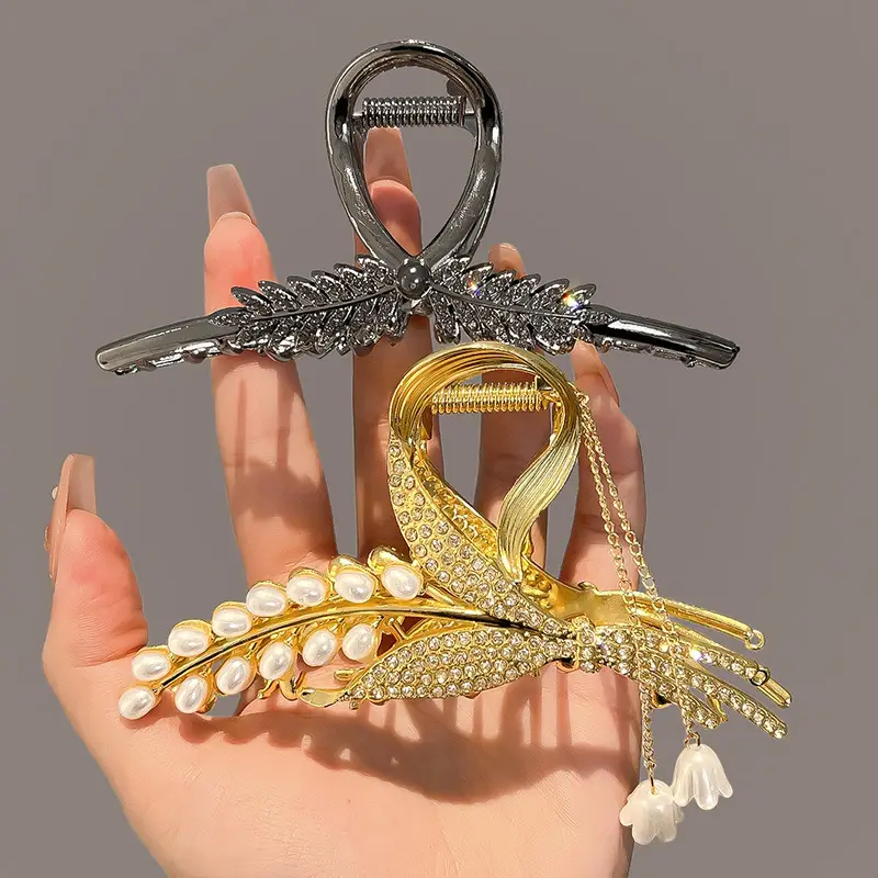 Gold Wheat Ear Hairpin Clip for Women