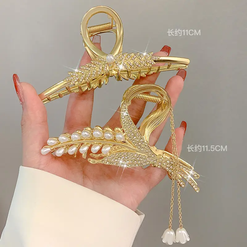 Gold Wheat Ear Hairpin Clip for Women