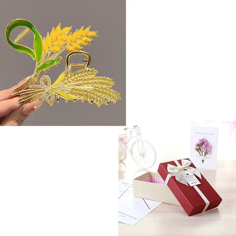 Gold Wheat Ear Hairpin Clip for Women