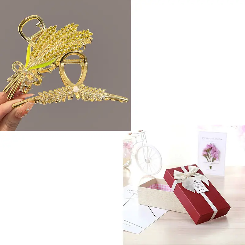 Gold Wheat Ear Hairpin Clip for Women